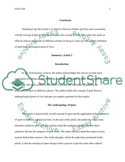 The Anthropology Of Sport