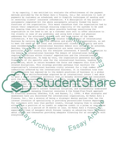 Description of Internship Process