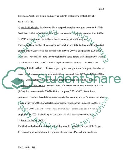 Performance Assessment of Jacobstowe Plc
