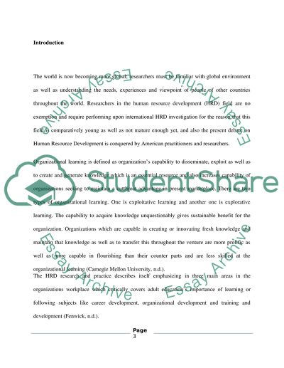 Critical Analysis of a Human Resources Development Intervention