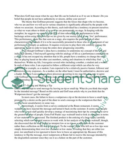 The Presentation of Self in Everyday Life