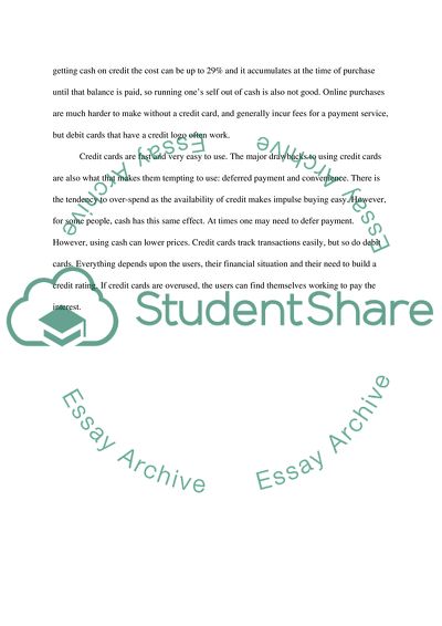 Comparison of Credit Cards and Paying in Cash