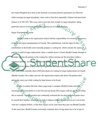 Research paper for Final exam Organ transplantation in Canada