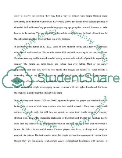 Relationship between Social Networks and Loneliness