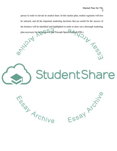 Marketing Plan for Triumph Spares Limited