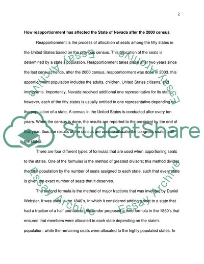 How Reapportionment Has Affected Nevada after the 2000 Census