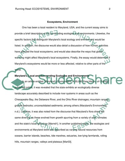 Marylands Ecosystems and Environment