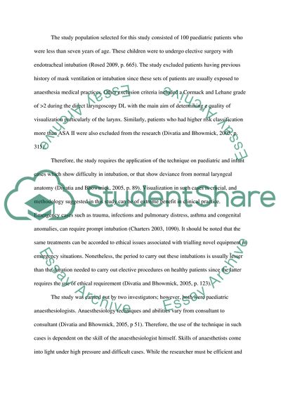 Critical Evaluation and Application for the Anaesthesia and Post Anaesthesia Practice
