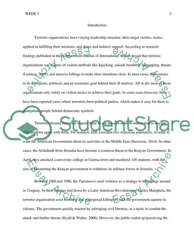 Use of Violent Tactics by Terrorist Organizations