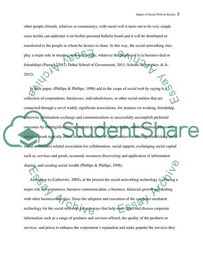 Impact of Social Web on Society