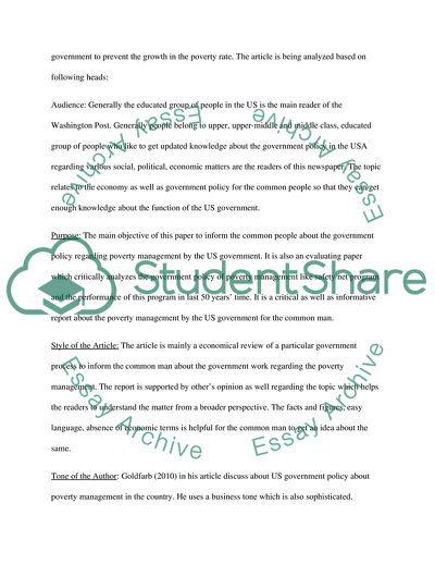 The Issue of Poverty in the United States