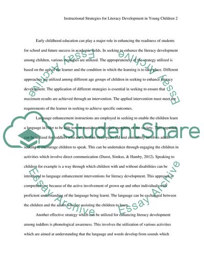 Instructional Strategies for Literacy Development in Young Children