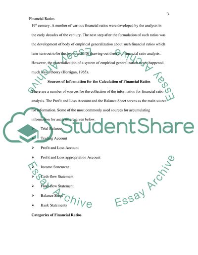 Financial Ratios Used in the Financial Statements and Policies