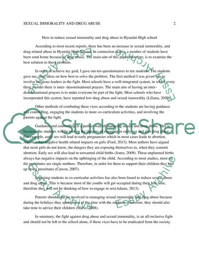 Sexual Immorality and Drug Abuse