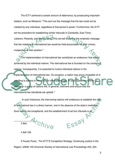 Success of the International Criminal Tribunal for the Former Yugoslavia