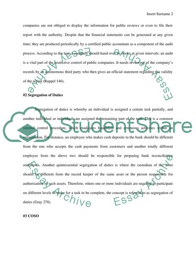 Management Letter and Segregation of Duties
