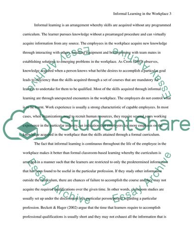 Informal Learning in the Workplace