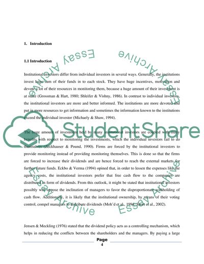 Impact of Institutional Ownership on Dividend Policy - Kuwait