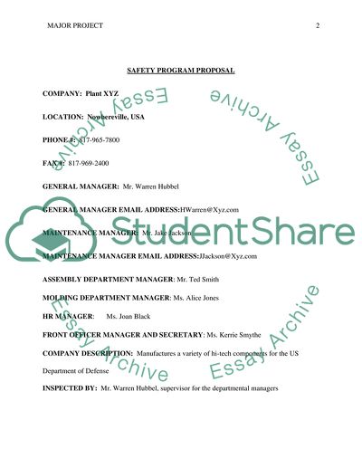 Safety Program Proposal Essay Example | Topics and Well Written Essays ...