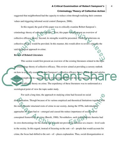 A critical examination of Robert Sampsons criminology theory of Collective Efficacy