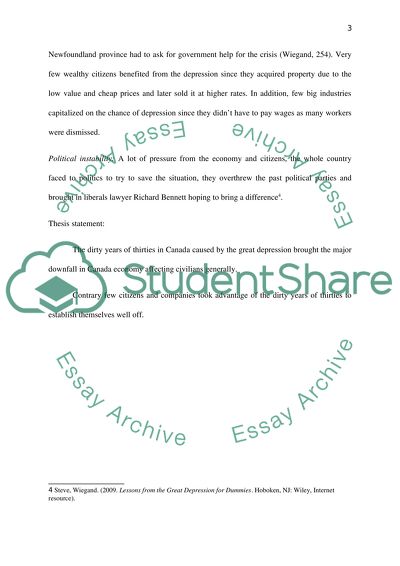 Consequences of Dirty Thirties in Canada