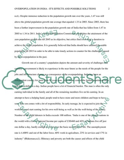 Effects and Possible Solutions of Overpopulation in India