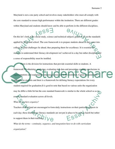 The 3rd part of the Tyler Model concerns Organization