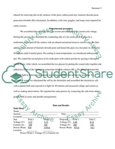 Construction of a Solar Cell for Electrolyzing Water
