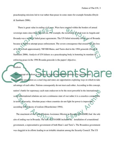 The Failure of the UN in Providing International Peace and Security after the Cold-War Period