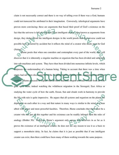 Teleological Arguments for the Existence of God