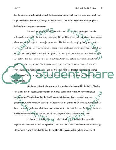 Health Care Reform in the United States