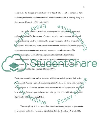 Does a mentoring program offered in hospitals for newly hired nurses help retention