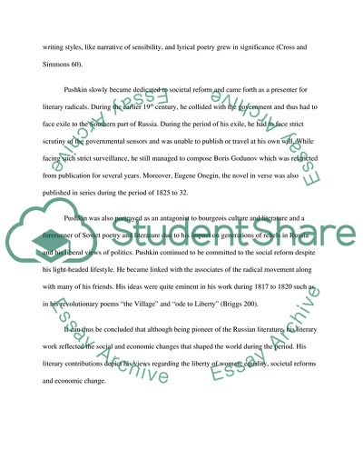 Rapid Social and Economic Changes and Alexander Pushkins Work