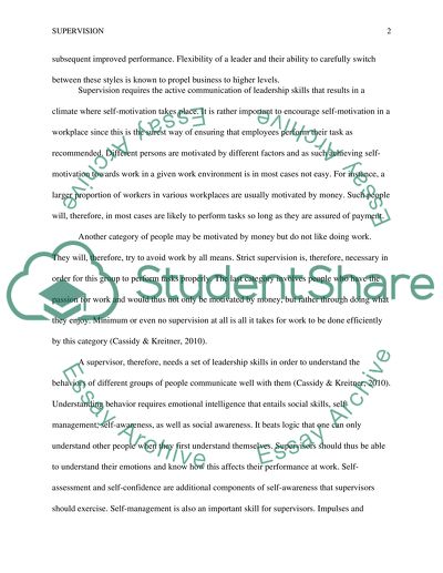 Supervision and Communication of Leadership Skills