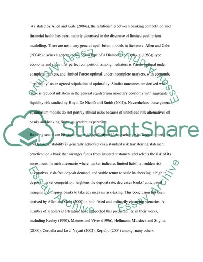 Equilibrium and competition in the banking sector