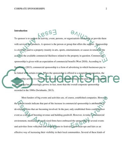 Available Sponsorship for Small Companies