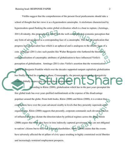 Concept of Virillio and Klein on globalization