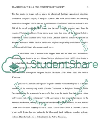 Traditions in the US and Contemporary Society