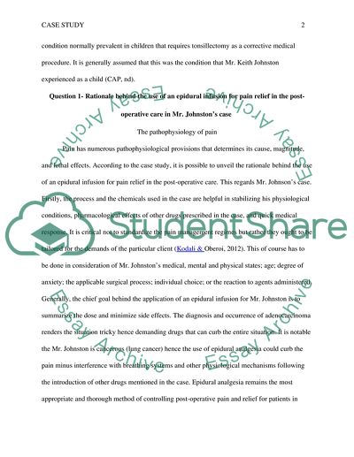 Lung Adenocarcinoma with Case of the Patient, Mr. Keith Johnston