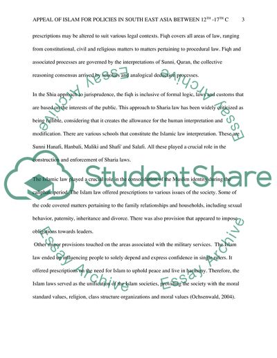 The Appeal of Islam for Policies in Southeast Asia Between 12th -17th Century