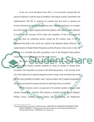 EU Single Market Program and Monetary Union