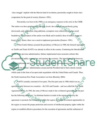 Internationalism Projects of Perestroika and NAFTA