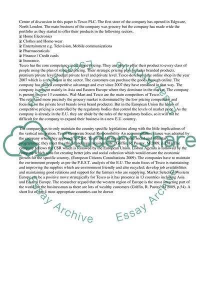 Tesco PLC expansion into Germany using Foreign Market Servicing Strategy