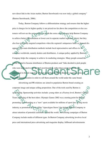 The marketing and management policies of Burton Company