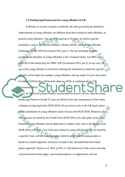 Various Treatment of Young People in the Criminal Justice System