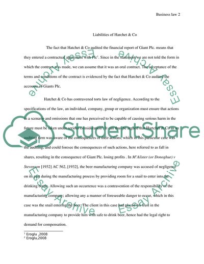 An Analysis of Liabilities of Hatchet & Co