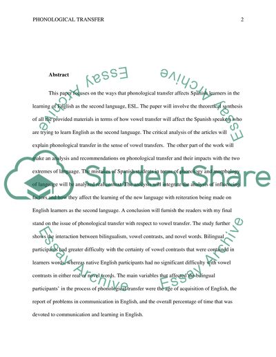 In what ways does phonological transfer affects Spanish learners in the learning of English