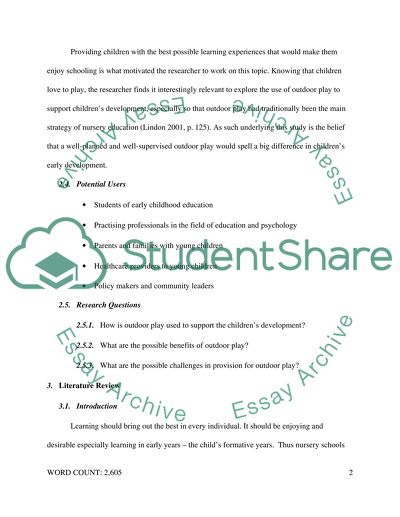 Exploring the Use of Outdoor Play