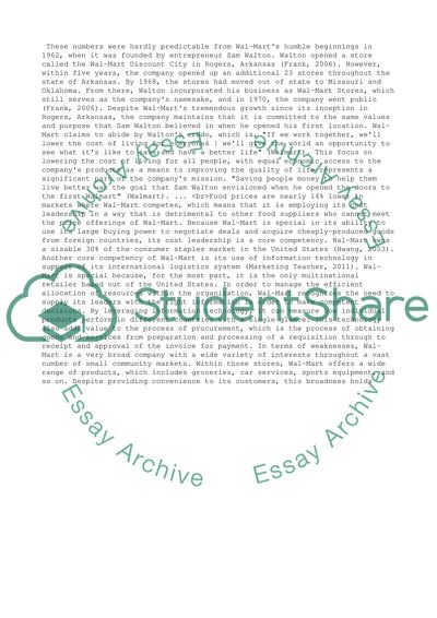 Analysis of Wal-Mart Organization