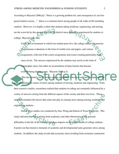 Stress among Students of Medicine, Engineering, and Nursing